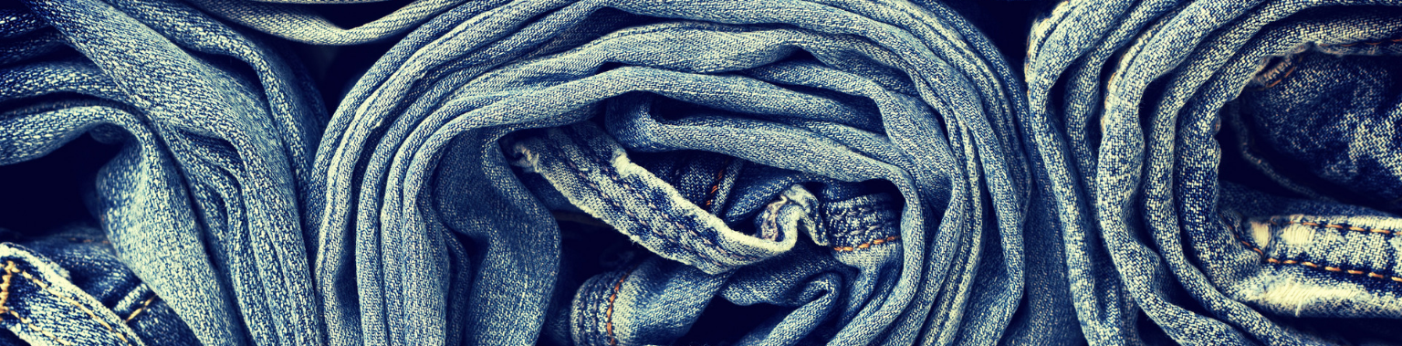 rolls of blue jeans