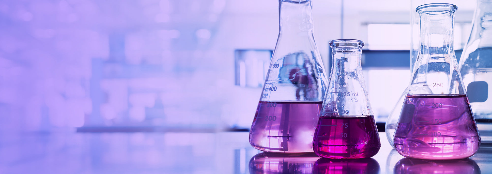 New GoldBio Products Banner - flasks with purple liquid