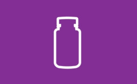 GoldBio Bottle outline icon tile - Plum