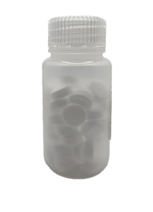 Backside of PBS tablets bottle shows tablets